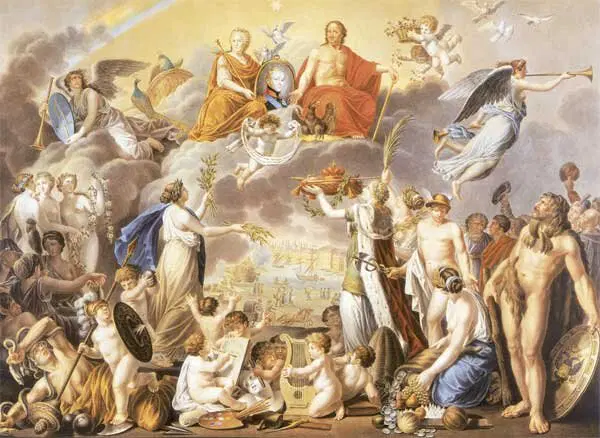 Винсент Нойман. Апофеоз Александра I — аллегория на восшествие его на престол. Около 1805 года. Акварель, тушь, графитный и черный карандаш