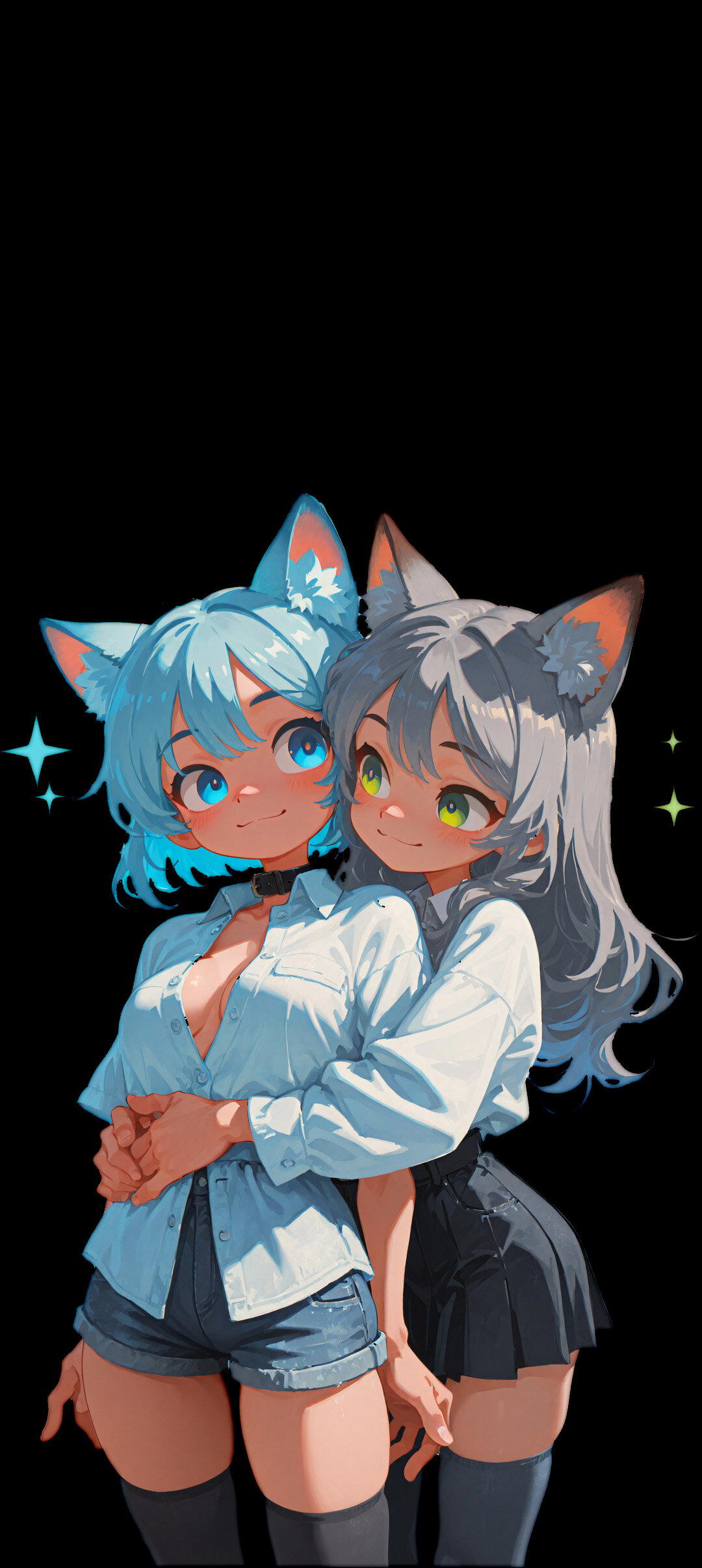 Обои на телефон с кошко-девочками ^__^