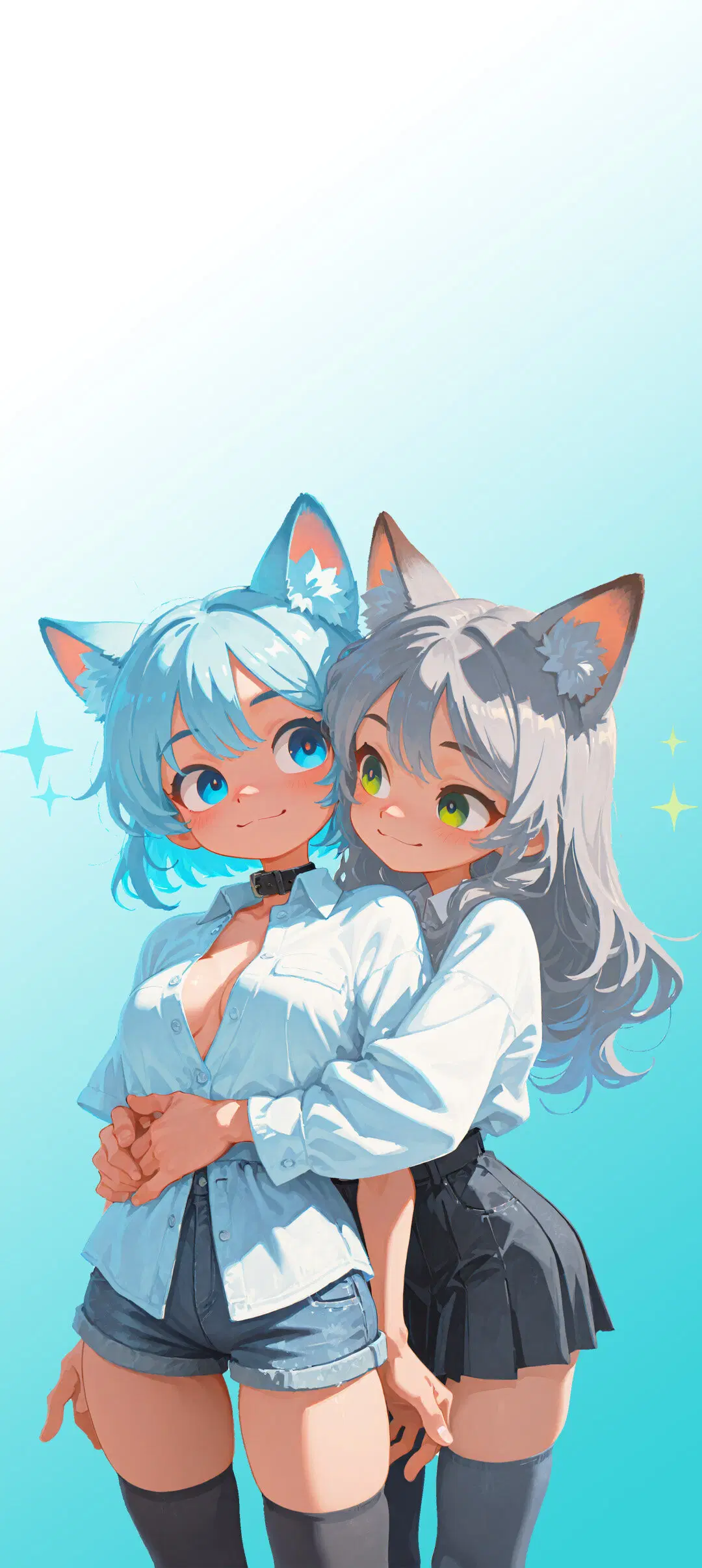 Обои на телефон с кошко-девочками ^__^