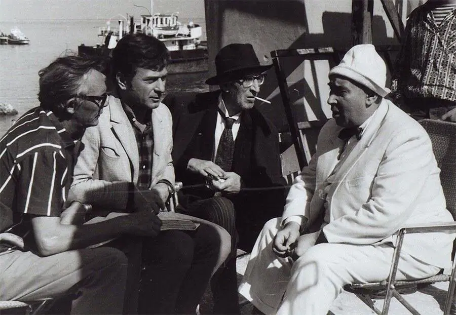 Леонид Гайдай, Арчил Гомиашвили, Сергей Филиппов и Готлиб Ронинсон на съемках фильма "12 стульев", СССР, 1971 год.