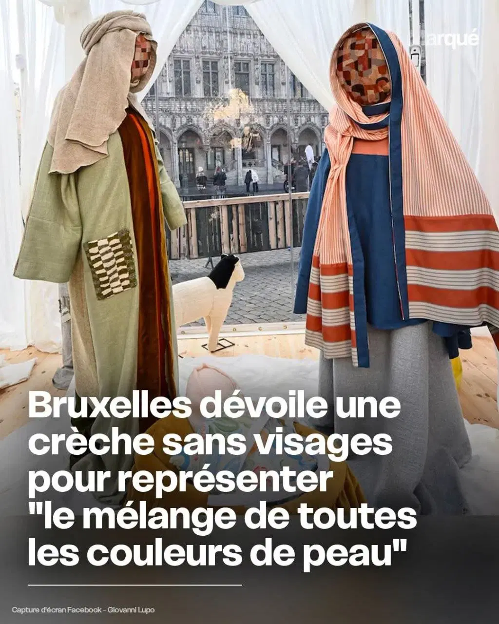 Перевод: Брюссель установил ясли без лиц для представления "смешения всех цветов кожи"