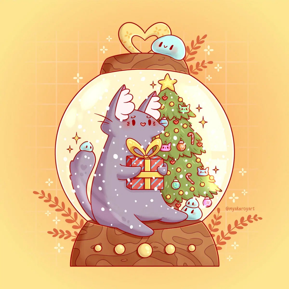 Котейка в снежном шаре приготовил подарочек для тебя