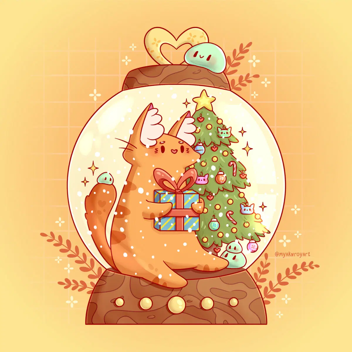 Котейка в снежном шаре приготовил подарочек для тебя