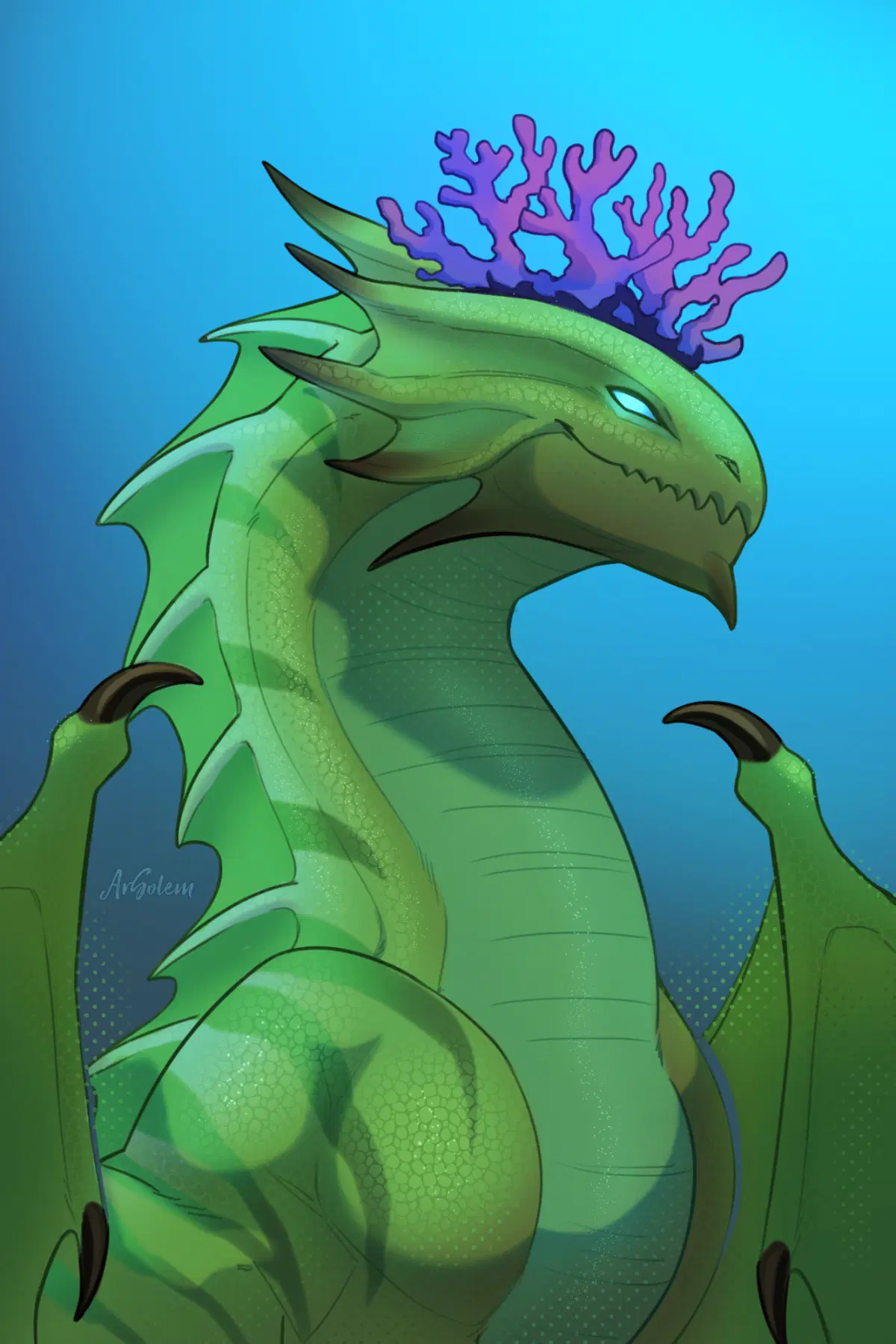Величественный дракон с коралловой короной в качестве приза за активность для одного из моих подписчиков