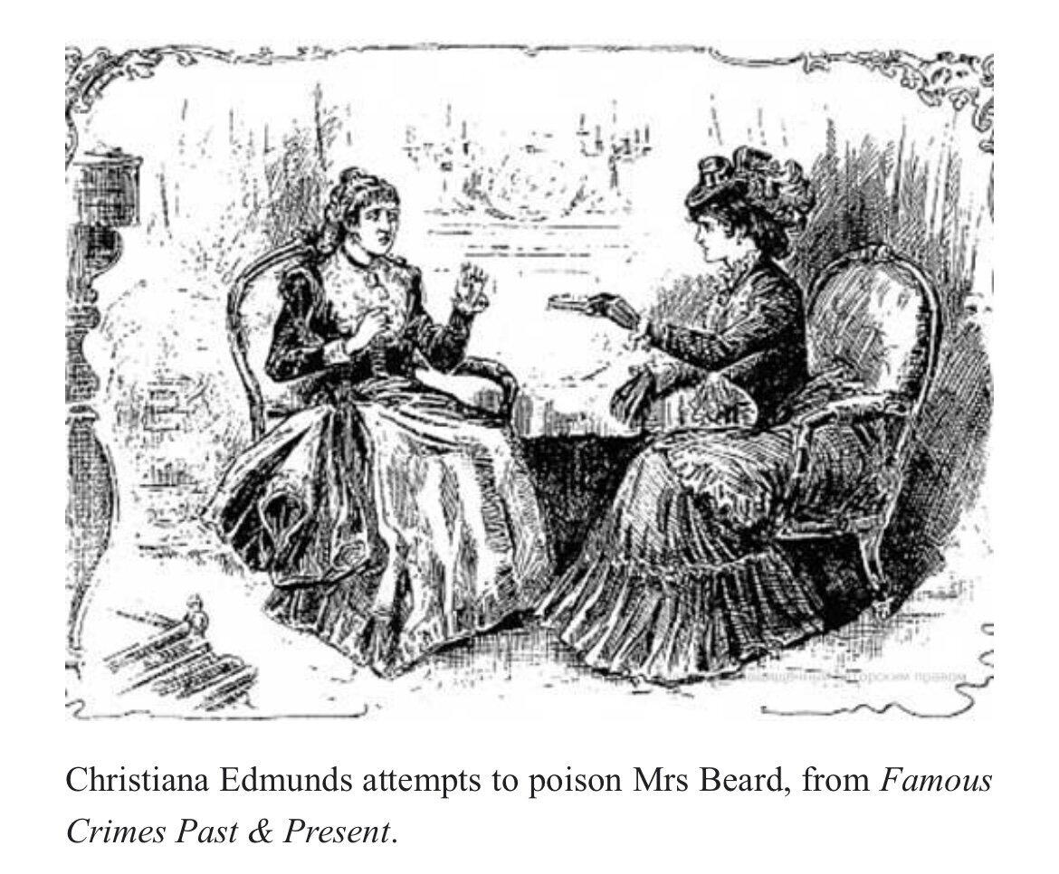 Кристиана Эдмундс пытается отравить Эмили Бирд. Источник фотографии Famous Crimes Past &amp; Present.