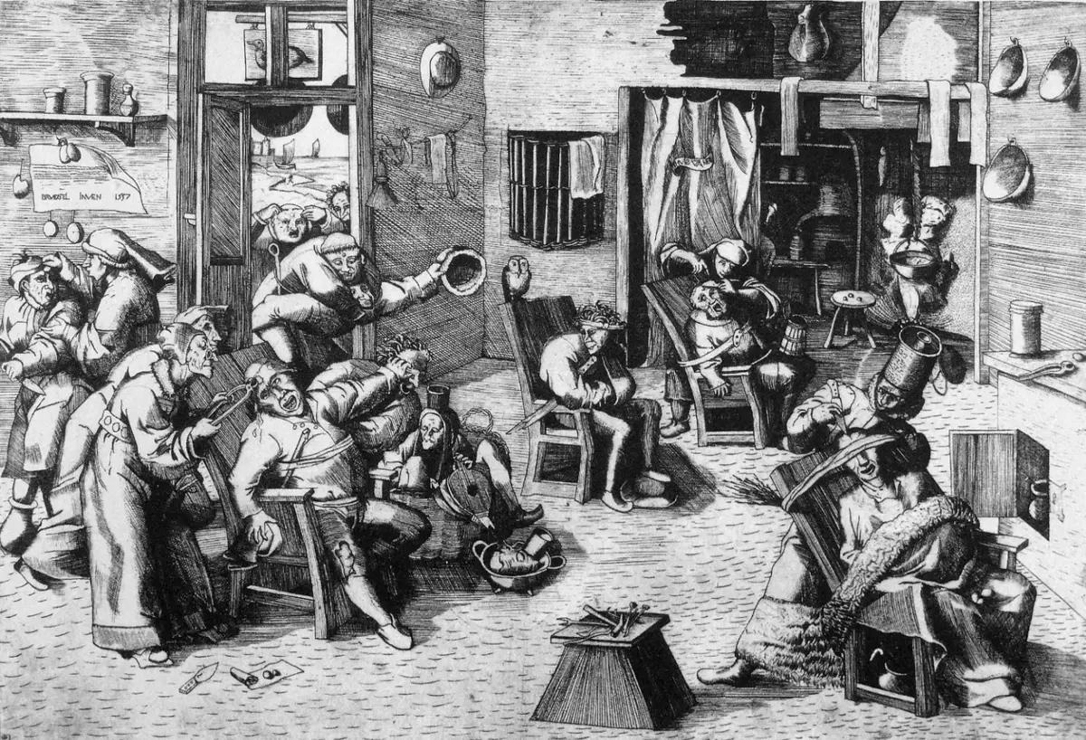 Гравюра Питера Брейгера Старшего. Операция по удалению камней глупости.  https://artchive.ru/pieterbruegelelder/works/21625~Operatsija_po_udaleniju_kamnej_gluposti