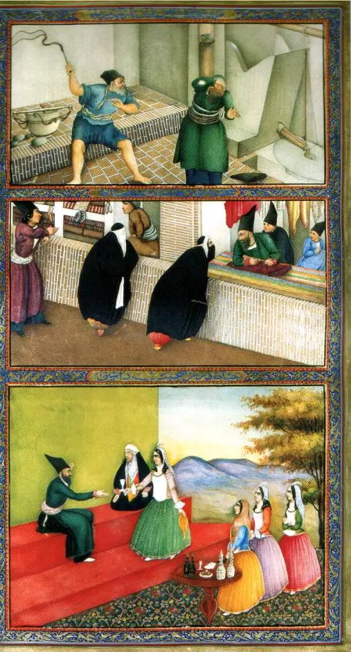 Иллюстрация к «Тысяче и одной ночи» Сани Оль Молька, Иран, 1853.