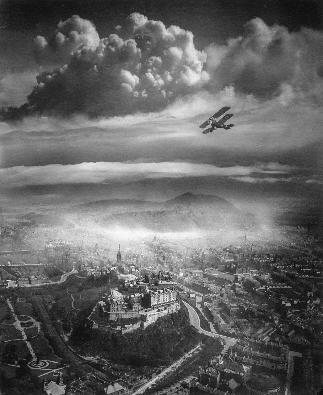 Эдинбург с высоты птичьего полета. Шотландия, 1920 год.