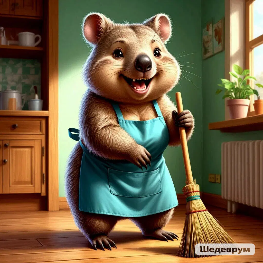 Мама-вомбатянка наконец-то получила свободное от работы время и начала наводить дома порядок...