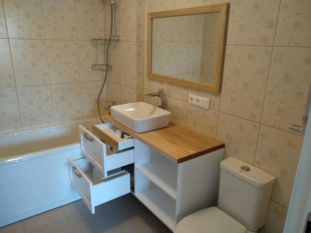 Тумба в санузел, попытка подружить массив дерева и мдф