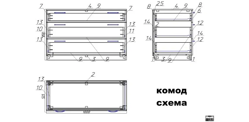 Чертежи простенького комода, кто руками мастерить любит пригодится.