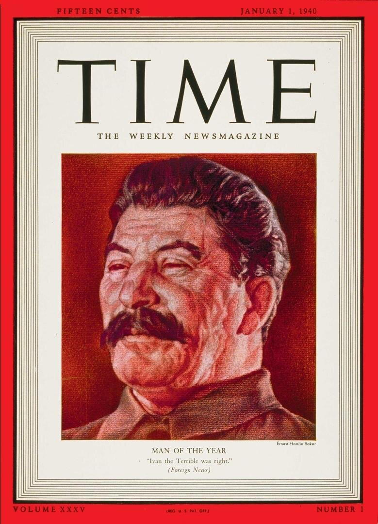 В 1938 г. журнал Time признал Адольфа Гитлера "человеком года", а сразу после этого в 1939 г. "человеком года" стал Иосиф Сталин.