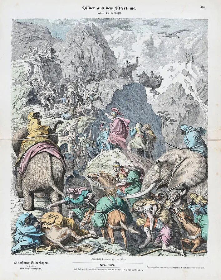 «Карфагеняне - переход Ганнибала через Альпы» (1866 г.) - Генрих Лейтман (слоники не падали - это художественное преувеличение)