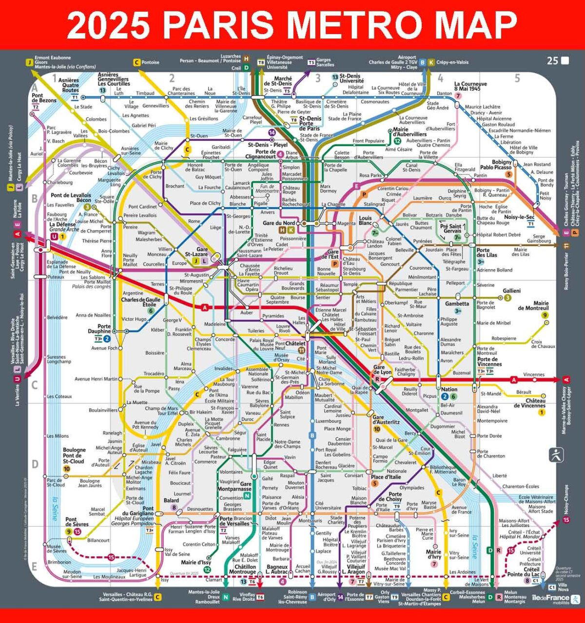 Карта парижского метро для наглядности