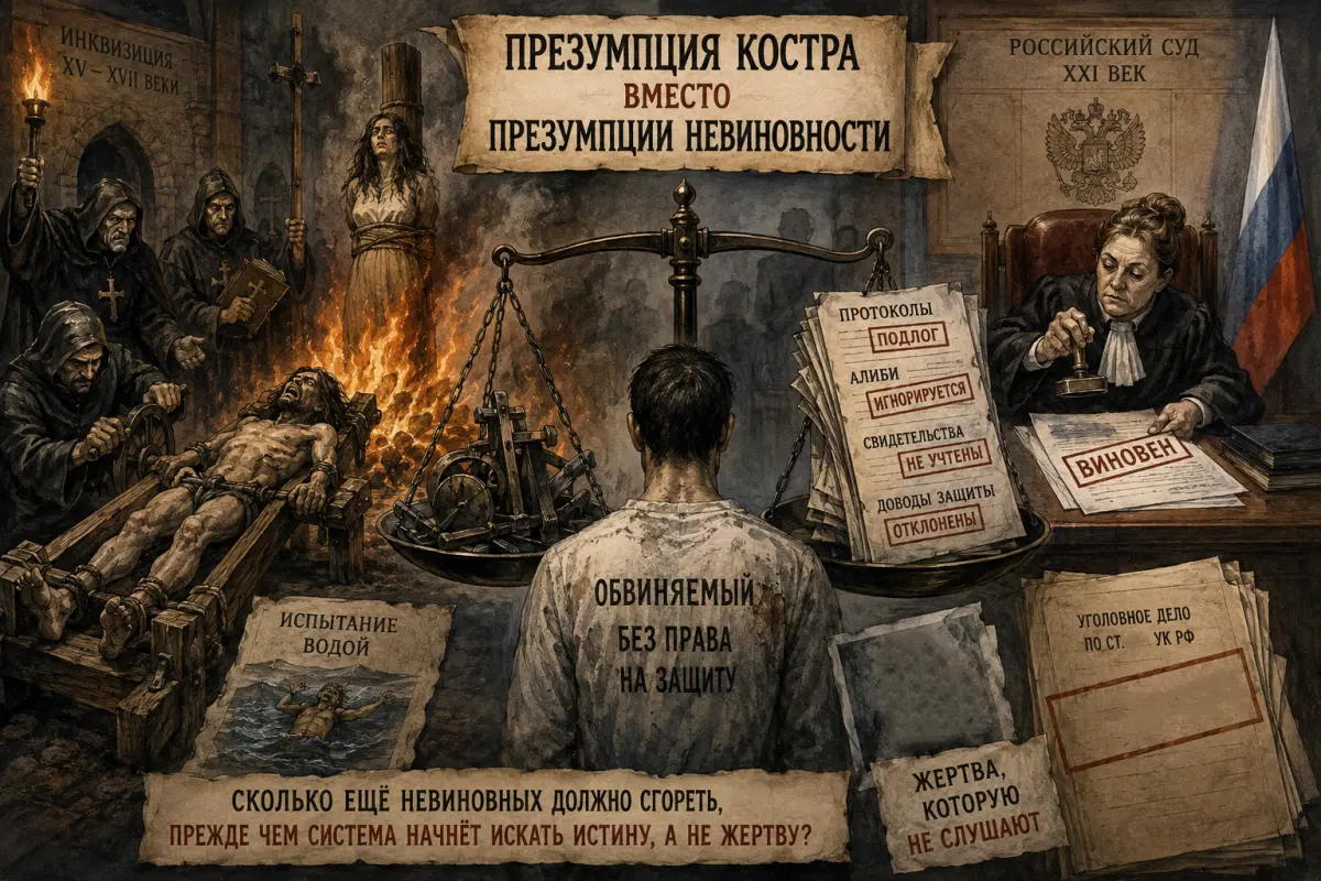 ПОЧЕМУ РОССИЙСКИЕ СУДЬИ ПОВТОРЯЮТ ОШИБКИ СРЕДНЕВЕКОВЫХ ИНКВИЗИТОРОВ? ПОЧЕМУ ОНИ ИЩУТ НЕ ИСТИНУ, А ЖЕРТВУ?
