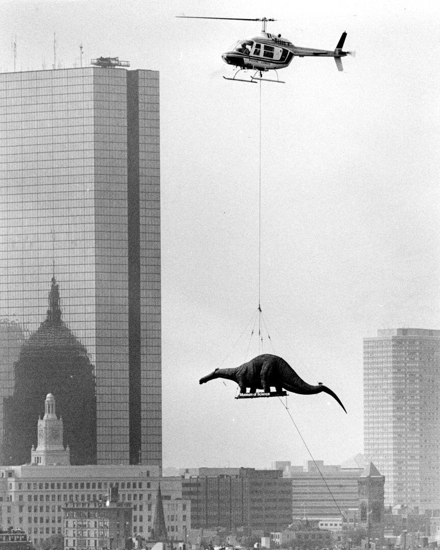 Доставка статуи бронтозавра в музей науки. США, 1984 год.