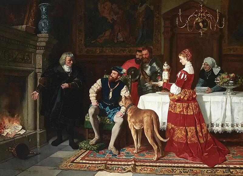 Якоб Фуггер сжигает векселя перед Карлом V.Источник: Wikimedia Commons