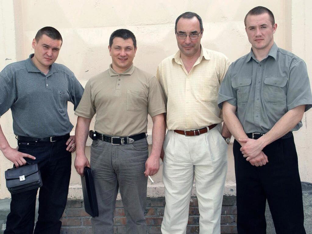 Слева направо: Александр Калаганский, Эдуард Ульман, адвокат Роман Кржачковский, Владимир Воеводин.