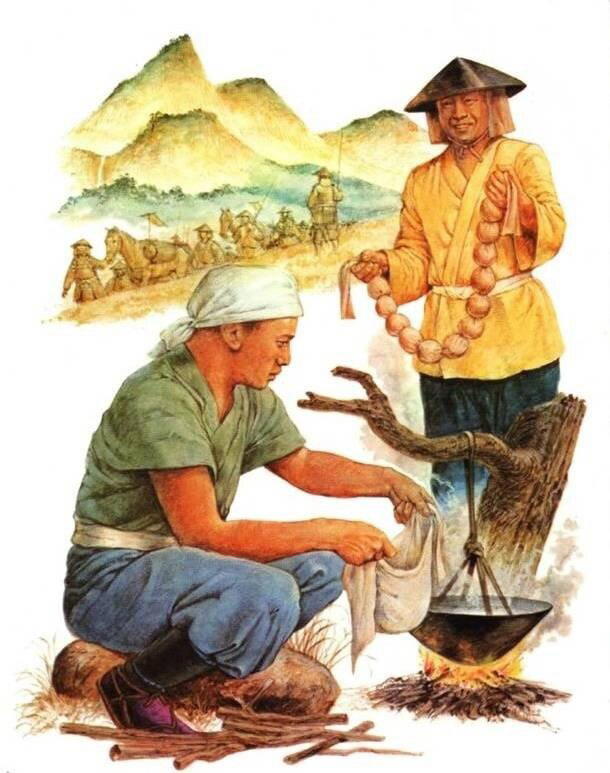 А это асигару на привале, за варкой риса