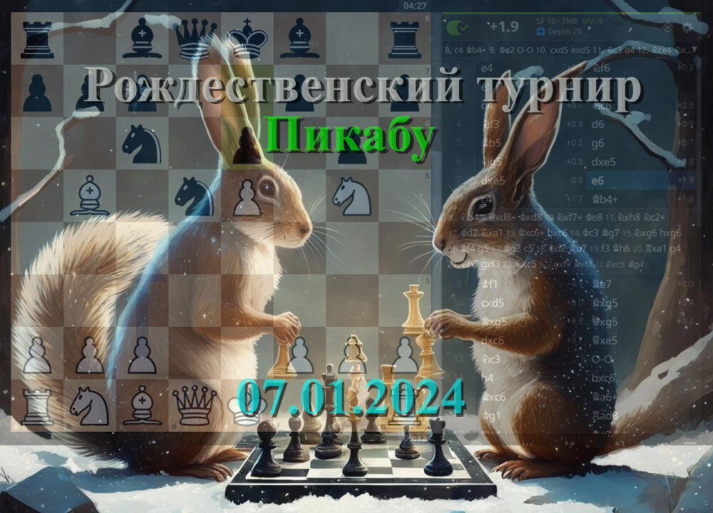 Шахматы. Рождественский турнир Пикабу 07.01.2024
